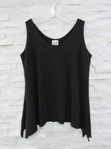 PLANET Lauren G Black Stretch Jersey Funky Dipped Hem Tank Tunic 1 S - Picture 1 of 5