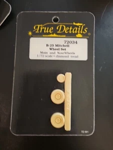 TRUE DETAILS 1/72-SCALE NORTH AMERICAN B-25 MITCHELL WHEEL SET# 72034 WW2 USAAF - Picture 1 of 2