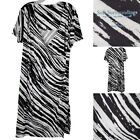 Soft Surroundings Women's Saria Dress Zebra Black White Print Faux Wrap Size XL