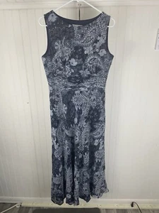 Coldwater Creek Womens Blue Pailey Sleeveless Chiffon Maxi Dress Side Zip Size 8 - Picture 1 of 10
