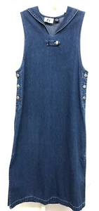 Original TY2 Womens Sz 10P Blue Jean Denim Jumper Nautical Sailor Dress Petite - Picture 1 of 8