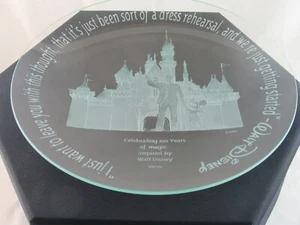 Disney Walt and Mickey 100 Years of Magic Etched Glass Plate #6/100 Signed COA - Picture 1 of 7