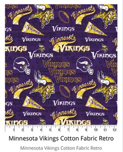 Minnesota Vikings Cotton Fabric per HALF YARD 18L X 44"W Free shipping - Picture 1 of 1
