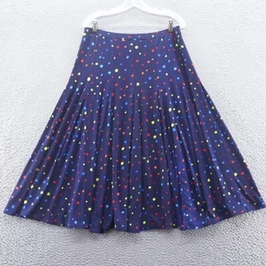 Philosophy Womens Midi A-Line Skirt Large Blue Polka Dot Pull On Stretchy - Picture 1 of 11