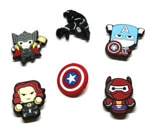 Marvel Avengers shoe charms for crocs Set of 6 Thor Captain America Set F - Picture 1 of 7
