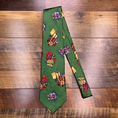 Robert Talbott Claymore Shop Tie Green Holiday Christmas Hand Sewn USA - Image 1 of 4