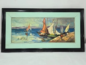 VELEROS DE COLECCIÓN MARINA PINTURA AL ÓLEO NÁUTICA ARTE POR A. NIZO IMPRESIONISMO - Imagen 1 de 7