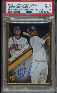 PSA 9 2019 TOPPS GOLD LABEL FRAMED AUTOGRAPH BLACK FTA FERNANDO TATIS JR AUTO 75 - Picture 1 of 2