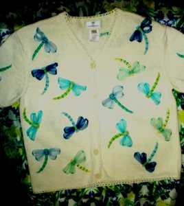 VERSAND KOSTENLOS! DRAGONFLY TOP PULLOVER EXQUISIT Susan Bristol VINTAGE GR. SM, PASST LGE - Bild 1 von 6