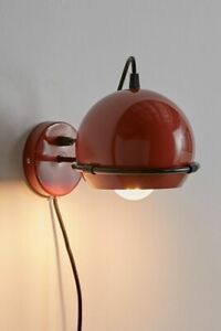 Denney Sconce Mid Century Brass Lamps Lighting Wall Plug in Fixture Blood Red