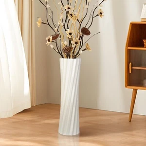 White Ceramic Tall Floor Vase,15.7 Inch Home Decor,Large Decorative Floor Vas... - Picture 1 of 8