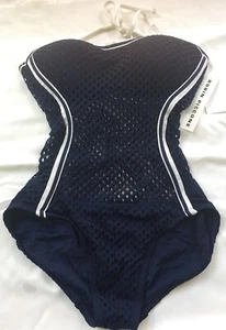 NEW $146 ROBIN PICCONE CAMERON CROCHET MESH ONE PIECE SWIMSUIT, size: 6 NAVY - Picture 1 of 7
