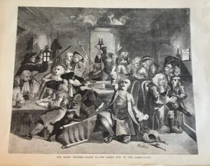 1871 William Hogarth Antique Lithograph on Paper Excellent Condition Gambling - Foto 1 di 1
