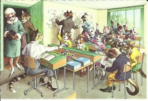 GATTI UMANIZZATI - A SCUOLA IN CLASSE - 1 CARTOLINE - - Imagen 1 de 1