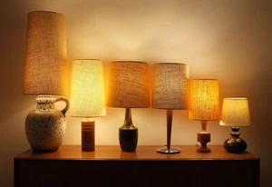 Mid-Century Modern Conical Lampshade - Hessian, Linen - Beige, Cream, Mustard - Picture 1 of 12
