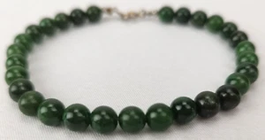 Jadite Round Beaded Women's Bracelet Good Luck Stones 7" - Picture 1 of 4