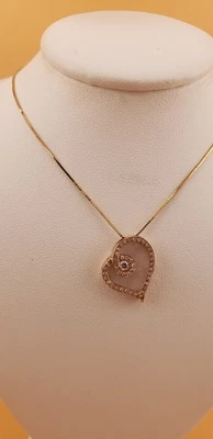 Collar corazón filigrana de diamantes de 1/4 quilate en cadena de oro rosa de 14 quilates de 18 pulgadas Foto 1 de 4