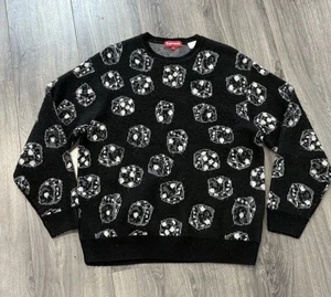 Supreme Knit Sweater 22SS Dice Sweater Size Medium Black White Fleece Clean - Picture 1 of 6