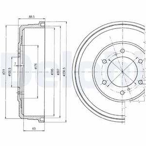 2x DELPHI BF461 Bremstrommel hinten für INFINITI passend für NISSAN - Bild 1 von 2