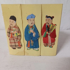 VTG Chinese Silk Octagonal Collapsible Box Adorned w 8 IMMORTALS Silk Appliqués - Picture 1 of 12