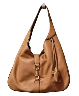 G.I.L.I. Bolsa de ombro XL couro marrom camelo GOT IT LOVE IT Hobo 11 x 15  - Imagem 1 de 4