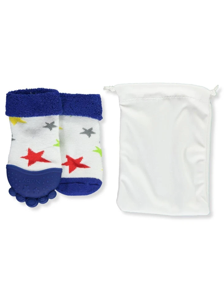 Nuby Baby Boys’ Teether Sock with Travel Bag Color: blue Size: one size - Image 1 of 1
