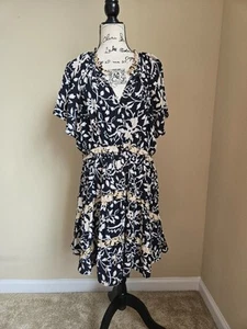 Anthropologie Mini Vestido Manga Acampanada Mujer L Volantes Niveles - Imagen 1 de 13