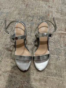 BP. Lula Women’s Slingback Sandal Block Heels Silver Size 7 - Picture 1 of 6