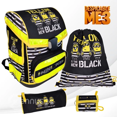 Minions 4 tl Set SCHULRANZEN Ranzen Tasche Tornister Rucksack Turnbeutel schwarz - Bild 1 von 4