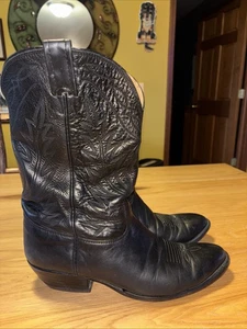 Größe Herren 10.5E Nocona Klassisch Schwarz Leder Westernstiefel - Bild 1 von 8