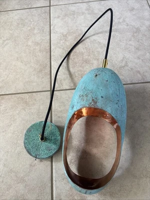 Green Patina Copper Light Fixture Hanging Pendant Farmhouse Decor Sculptural - Image 1 of 4