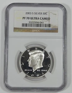 2003-S Kennedy Silver Half Dollar CERTIFIED NGC PROOF 70 ULTRA CAMEO - Picture 1 of 4