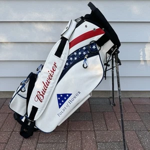 NEW Folds of Honor Budweiser Golf Stand Bag White Red Blue 5 Way Dividers - Picture 1 of 8