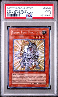 PSA 2 1ST EDITION ULTIMATE RARE Crystal Beast Topaz Tiger FOTB-EN004 YUGIOH - Image 1 of 2