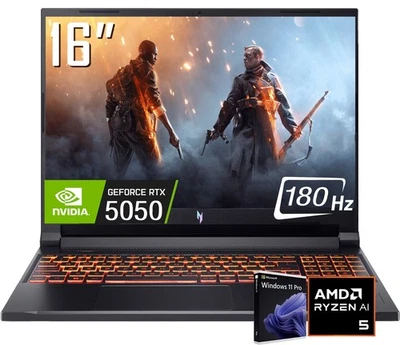 Acer Nitro V 16" 180Hz Gaming Laptop RTX 5050 AMD Ryzen 5 240 64GB RAM 2TB SSD - Image 1 of 4