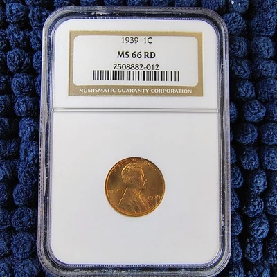 1939 Lincoln Wheat Cent - Philadelphia Mint -  NGC MS 66 RD - Nice Color - Image 1 of 4
