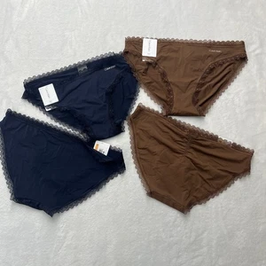 Calvin Klein Lace Bikini Panties Women’s Small Navy & Brown NEW - Picture 1 of 10