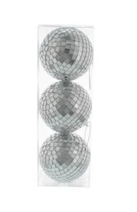 Silver Mirror Balls / Baubles Christmas Tree Decorations 80mm Size Pack x3 - Picture 1 of 1