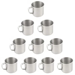 Stainless Steel Coffee Mugs 6oz Cups with Handle Set of 10 for Drinking Tea L... - Picture 1 of 7