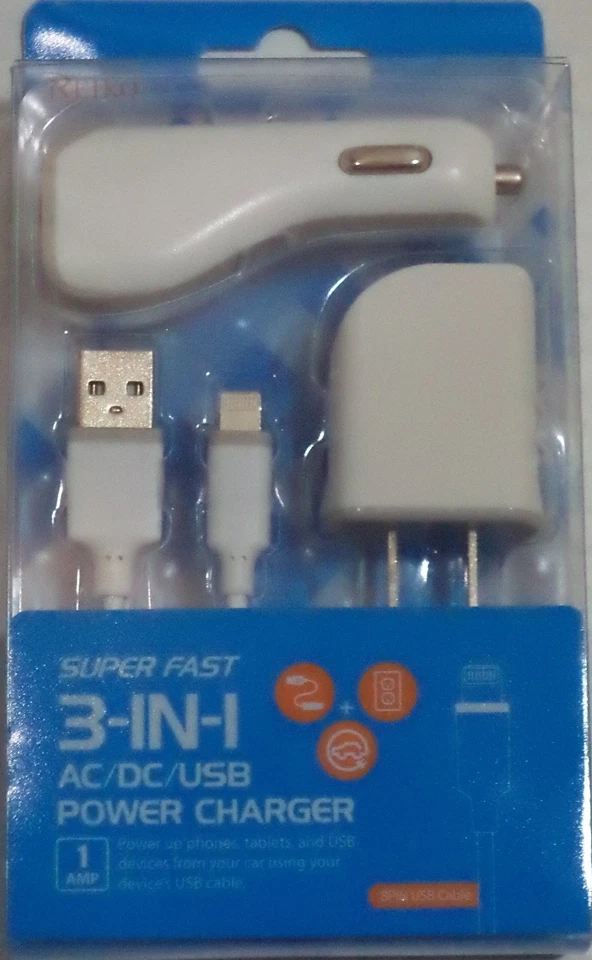 Reiko 3-In-1 Charger / Data Cable Micro USB For iPhone 5- 8 Color White - Image 1 of 1