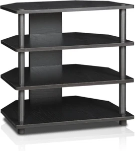 Audio Component Rack Tower Media Stereo TV Stand Equipment Shelves Black 4 Tier - Picture 1 of 9