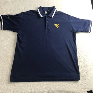 West Virginia Mountaineers Polo Shirt Adult Large Blue Gold Men's NCAA - Picture 1 of 7