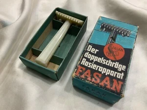 FASAN razor slant cut Solingen Slant head DE cream Razor WW2 Lid Box - Picture 1 of 12