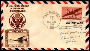 Scott C28 15 Cents Transport Plane Crosby FDC Addressed Planty C28-8 - Picture 1 of 2
