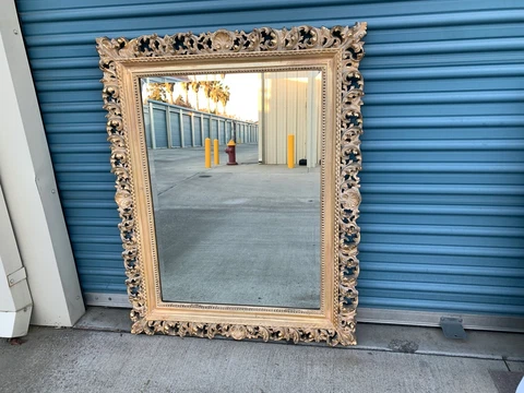 Large Baroque Gold Wall Mirror 47x37 with carved ocean waves and seashells Cover