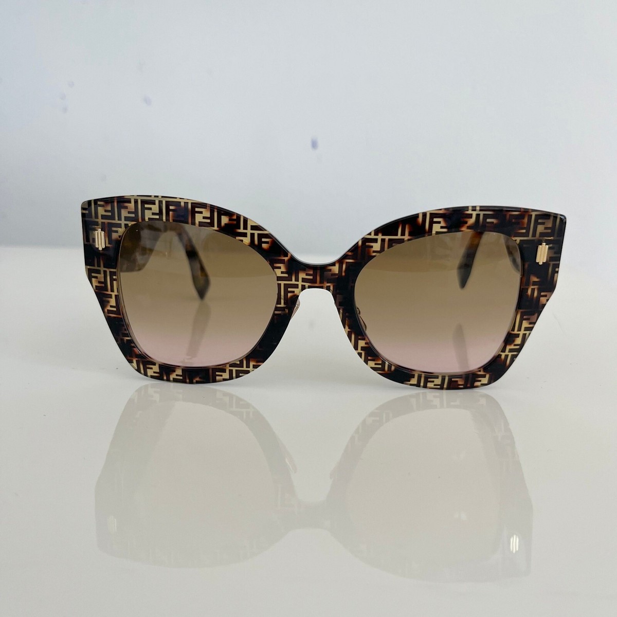 Fendi FF Logo Cat Eye Sunglasses in Havana Brown F Is Fendi Cat-Eye-Shaped Sunglasses In Havana Color - Optiqool main image 2