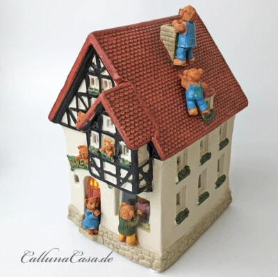 #11319 Bärenhaus Lichthaus Windlicht Landhaus Porzellan Geschenk Haus Landhaus - Bild 1 von 3