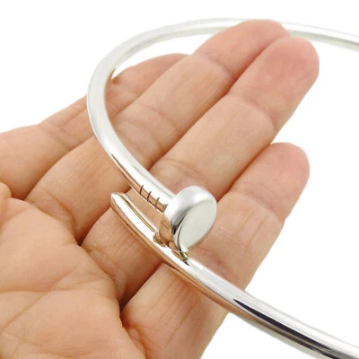 Gargantilla de uñas de plata de ley 925 con sello con bisagras apertura frontal collar para damas Foto 1 de 4