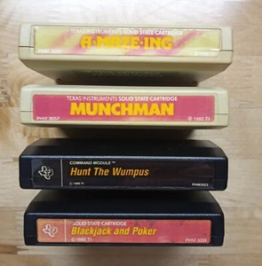 Lot of 4 Texas Instruments TI-99/4A Cartridge Software Games Amazeing, Munchman+ - Picture 1 of 14