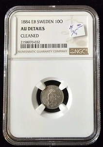 1884 SWEDEN 10 ORE  -  NGC AU Details - Picture 1 of 2